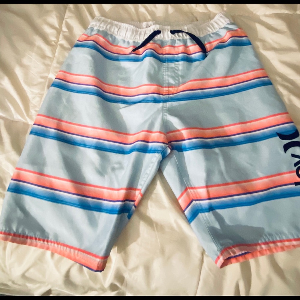 Hurley Youth Boys Swim Trunks Sz L Large Pink Blue